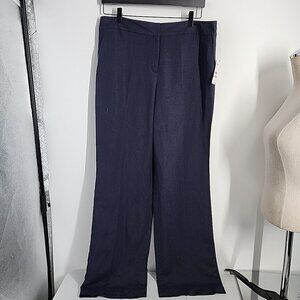 New NINE WEST Size 10 THE NEO CLASSIC Dress Pant POCKETS Navy Blue Linen Blend